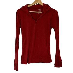 Nils red long sleeved sweater quarter zip women's size M lightweight athletic